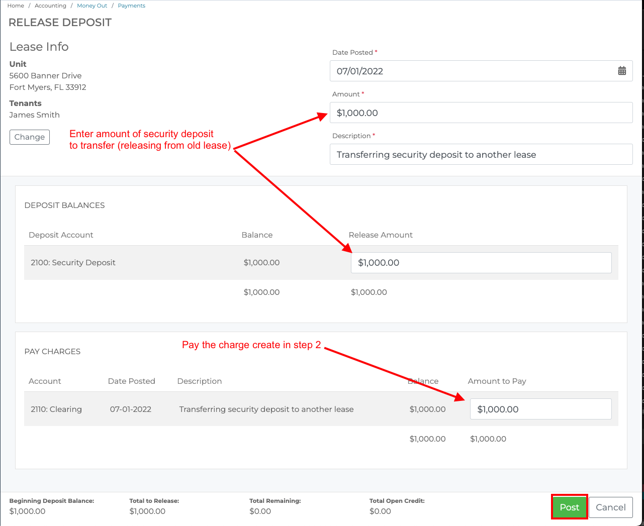 How to Transfer a Security Deposit to Another Lease Under the Same